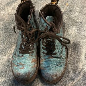 Dr. Martens Little Kid size 1 blue glitter boots